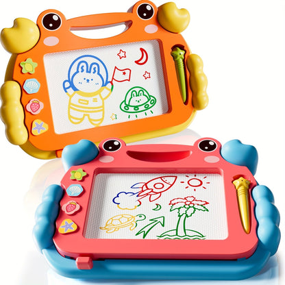 2 Tablettes Magiques Crabe 🦀 pour Enfants – Dessin Effaçable, Stylos Colorés Inclus | Jouet Créatif Portable pour Apprentissage Ludique et Moments en Famille - Ardoise Magique