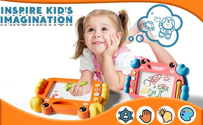 2 Tablettes Magiques Crabe 🦀 pour Enfants – Dessin Effaçable, Stylos Colorés Inclus | Jouet Créatif Portable pour Apprentissage Ludique et Moments en Famille - Ardoise Magique