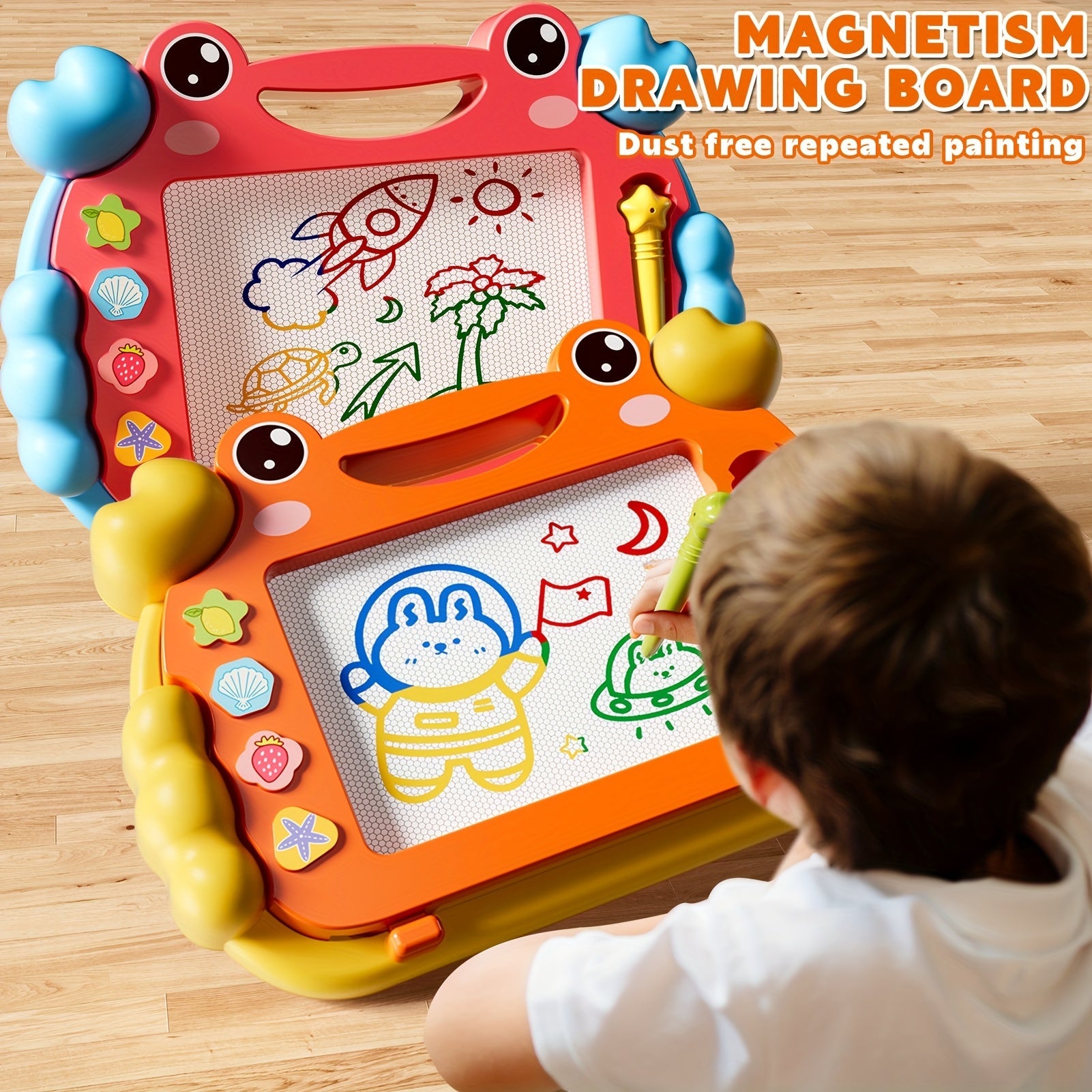 2 Tablettes Magiques Crabe 🦀 pour Enfants – Dessin Effaçable, Stylos Colorés Inclus | Jouet Créatif Portable pour Apprentissage Ludique et Moments en Famille - Ardoise Magique