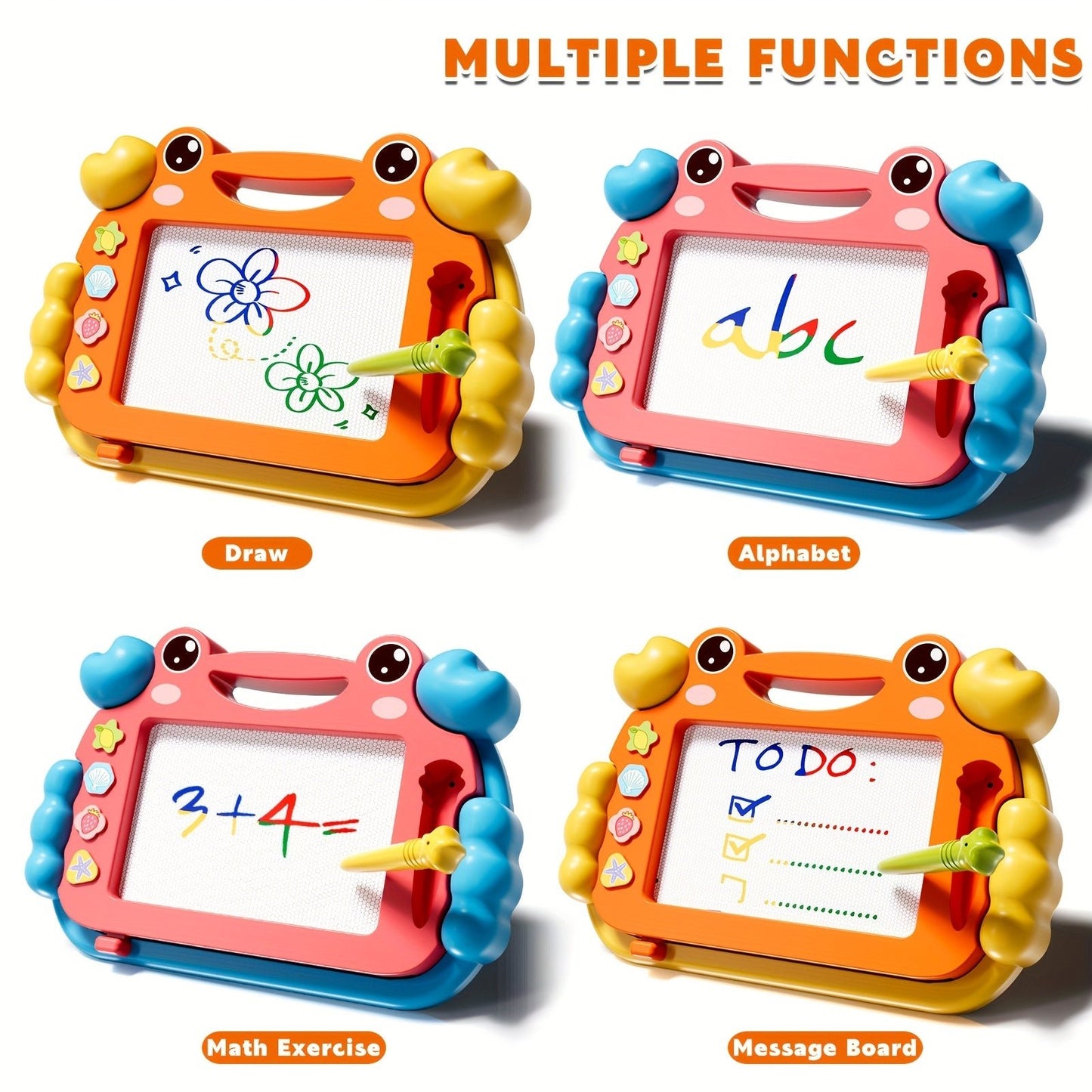 2 Tablettes Magiques Crabe 🦀 pour Enfants – Dessin Effaçable, Stylos Colorés Inclus | Jouet Créatif Portable pour Apprentissage Ludique et Moments en Famille - Ardoise Magique