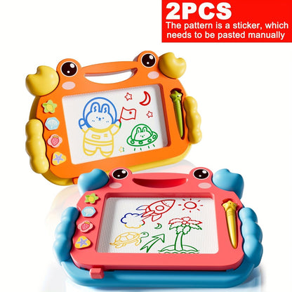 2 Tablettes Magiques Crabe 🦀 pour Enfants – Dessin Effaçable, Stylos Colorés Inclus | Jouet Créatif Portable pour Apprentissage Ludique et Moments en Famille - Ardoise Magique