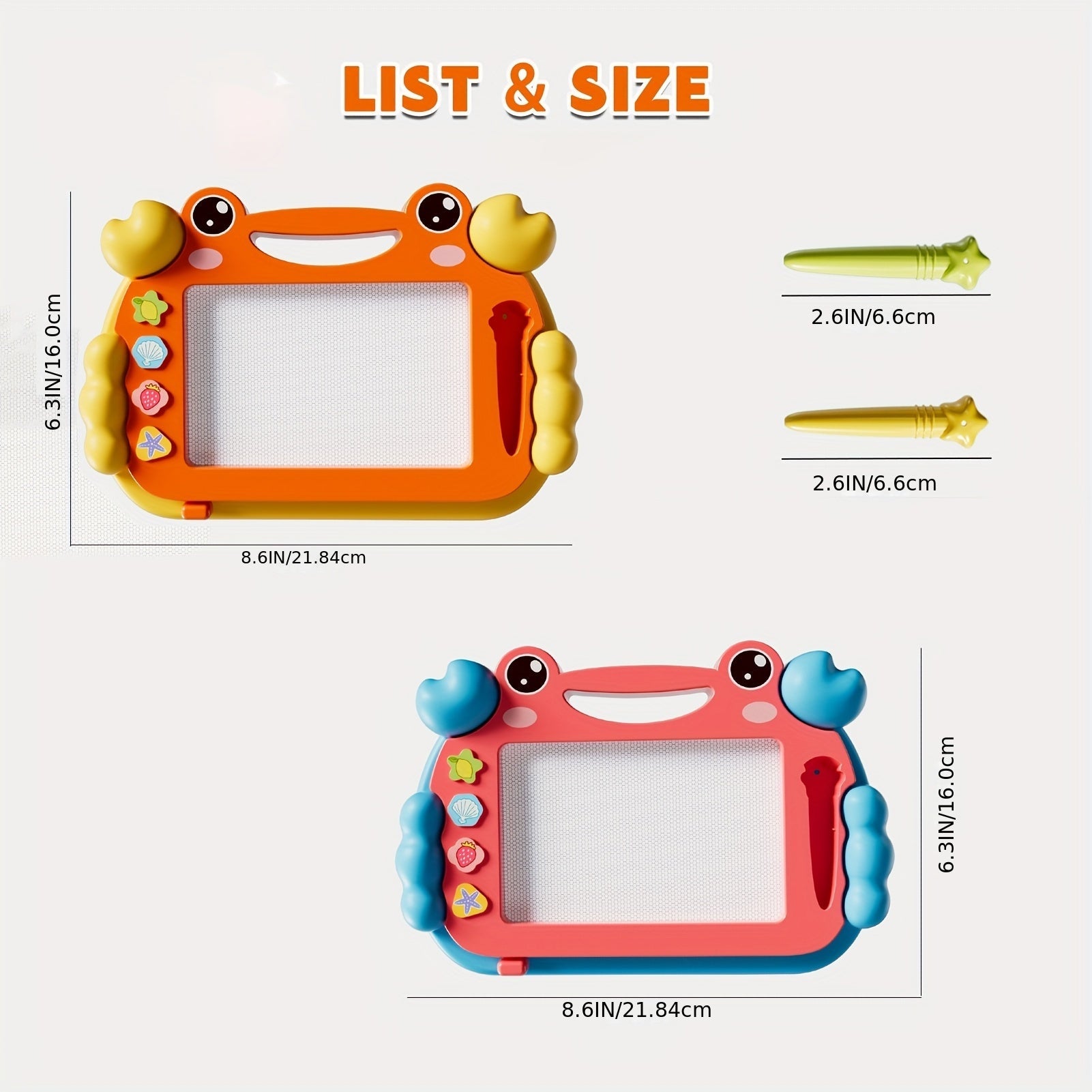2 Tablettes Magiques Crabe 🦀 pour Enfants – Dessin Effaçable, Stylos Colorés Inclus | Jouet Créatif Portable pour Apprentissage Ludique et Moments en Famille - Ardoise Magique