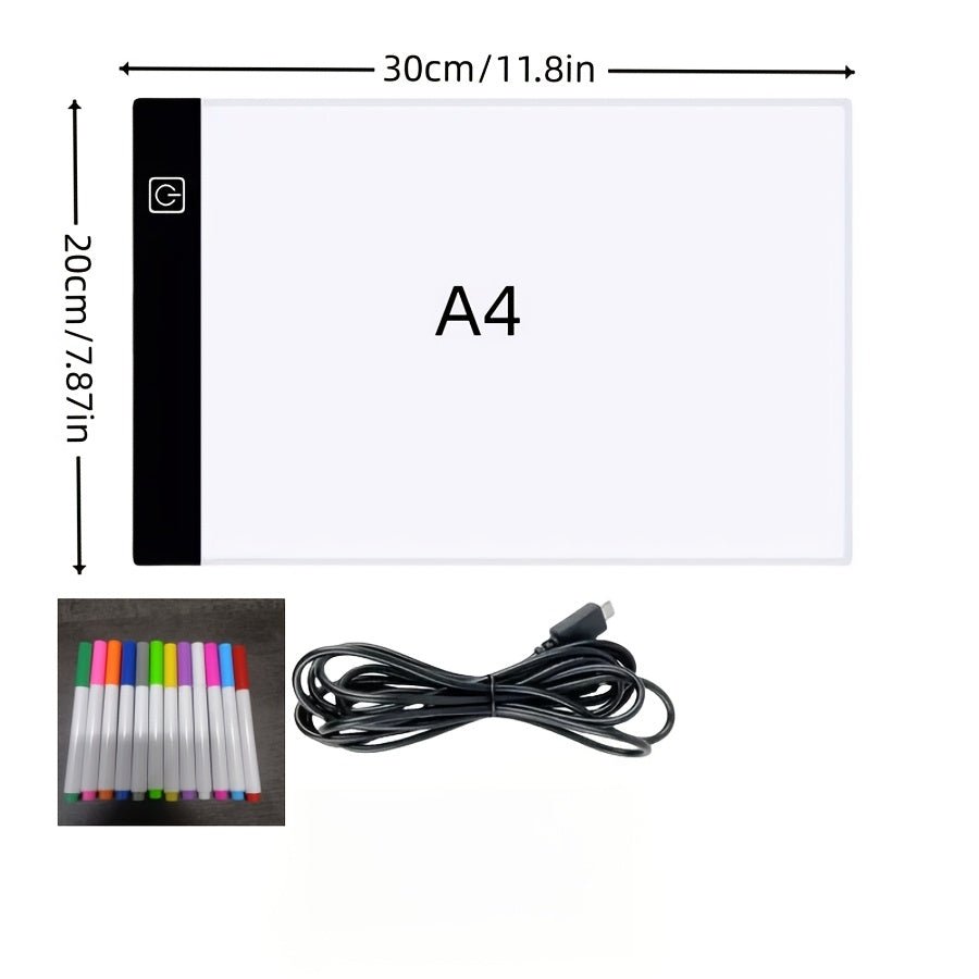 Tablette Lumineuse à LED – Planche à Dessin 3 Niveaux de Luminosité avec 12 Stylos Colorés | Idéale pour Croquis, Animation, Modèles & Tableau de Messages - Ardoise Magique