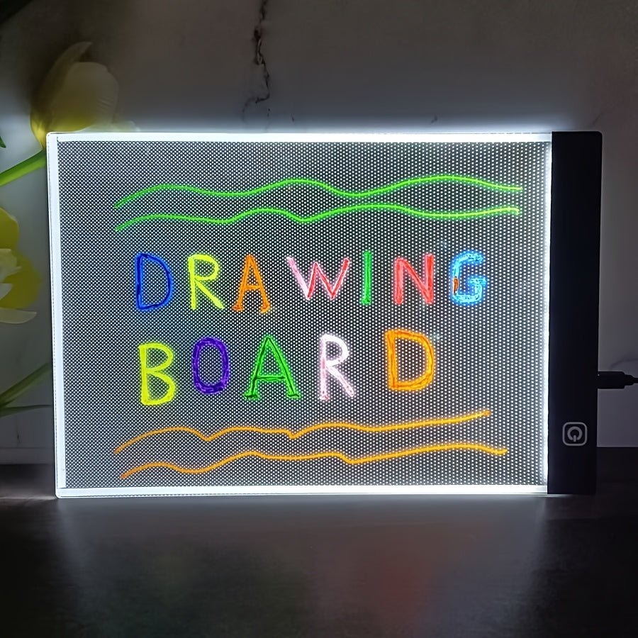 Tablette Lumineuse à LED – Planche à Dessin 3 Niveaux de Luminosité avec 12 Stylos Colorés | Idéale pour Croquis, Animation, Modèles & Tableau de Messages - Ardoise Magique